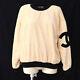 Chanel Round Neck Side Cc Long Sleeve Tops Ivory Black Authentic 00705