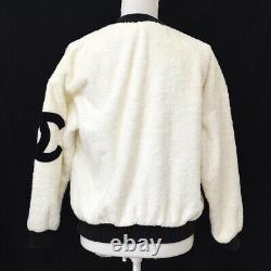 CHANEL Round Neck Side CC Long Sleeve Tops White Black Authentic 02126