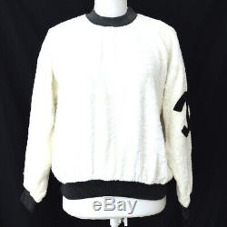 CHANEL Round Neck Side CC Long Sleeve Tops White Black Authentic AK33227g