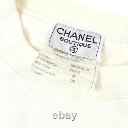 CHANEL Saison01 #M Round Neck Long Sleeve Tops Sweatshirt White NR15331