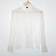 Chanel Uniform White Polyester Shirt Long Sleeve Button Down Top Blouse Size S