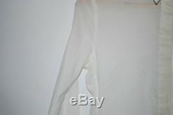 CHANEL UNIFORM White Polyester Shirt Long Sleeve Button Down Top Blouse Size S