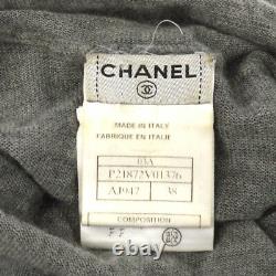 CHANEL Vintage CC Logos Long Sleeve Tops Gray #38 Cashmere AK36839b