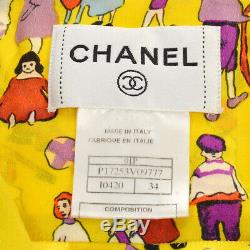 CHANEL Vintage CC Long Sleeve Shirts Tops Yellow #34 Silk Authentic AK31931i