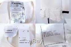 CHANEL hem lace long sleeve rib tops 38 color White×Black free shopping in japan