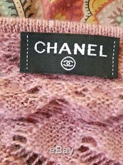 CHANEl pink knitted cashmere cc logo long sleeves sweater top 40 France