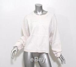 CHLOE Womens Cream Long Sleeve Oversized Stitched Box Fit Sweater Top Blouse M