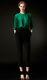 Ch Carolina Herrera Emerald Green Long Sleeve Silk Blouse Top L New
