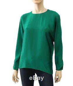 CH CAROLINA HERRERA Emerald Green Long Sleeve Silk Blouse Top L NEW