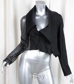 COMME DES GARCONS Womens Black Knit Long-Sleeve Asymmetrical Top Shirt S NEW