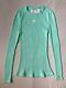 Courreges Paris Vintage Xs S Mint Green Ribbed Crew Sweater Top Made In France