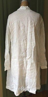 CP SHADES Medium White Linen Jasmine Dress Tunic Top Long Sleeves + Pockets NWT