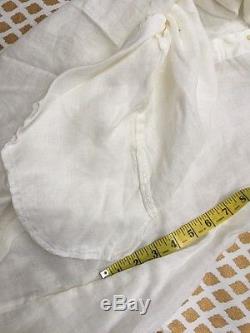 CP SHADES Medium White Linen Jasmine Dress Tunic Top Long Sleeves + Pockets NWT
