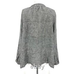 CP Shades Grey Linen Blouse Womens XS Long Sleeve Pullover Top