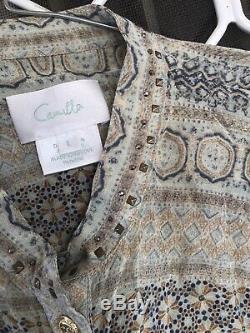 Camilla Franks Long Sleeve Embellished Button Down Top Size 3 Large $4 EXPRESS