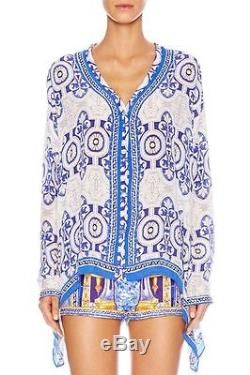 Camilla Royal Alcazar Long Sleeve Silk Button-Up Top/Blouse BNWT Size 1