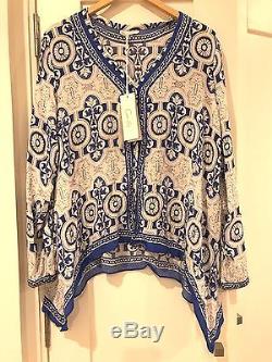 Camilla Royal Alcazar Long Sleeve Silk Button-Up Top/Blouse BNWT Size 1