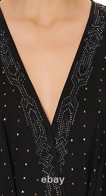Camilla XL DRIPPING IN DECO Black Dolman Sleeve Jersey Top L/S Gold Beaded $399