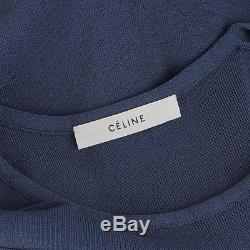 Celine Midnight Blue Patch Pocket Long-Sleeve Finely Knit Ribbed Top FR38 UK10