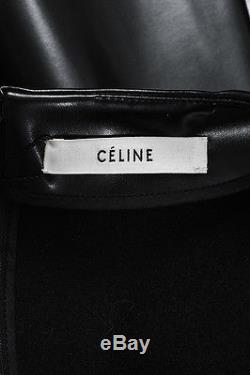 Celine NWT $795 Faux Leather Long Sleeve Peplum Top SZ 38