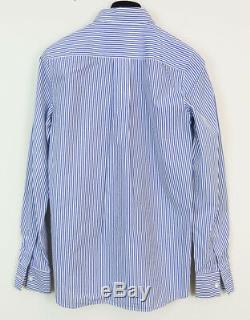 Celine Phoebe Philo Blue Striped Long Sleeve Button Shirt Top Blouse Size 36