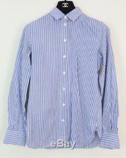 Celine Phoebe Philo New Blue Striped Long Sleeve Button Down Shirt Top 34 Nwt