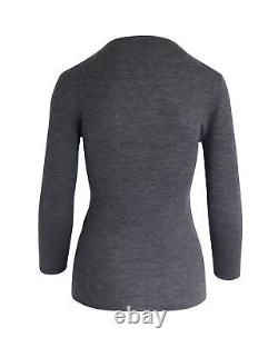 Celine Sheer Panel Long Sleeve Top in Grey Wool INTM