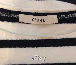 Celine Shirt Top Navy and White Striped Long Sleeve Cotton Size XS