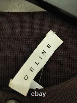 Celine Women's Top M Brown 100% Other Long Sleeve Round Neck Basic