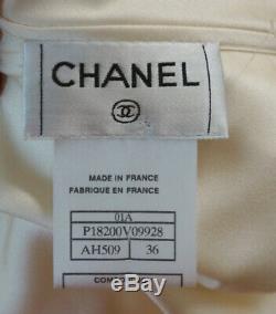 Chanel 01 Cream Silk Round Layered Neck Long Sleeve Blouse Shirt Top Size 36 4