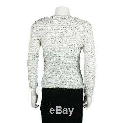 Chanel 2018 Shirt Tweed White & Black Long-Sleeve Top CC US 2 34