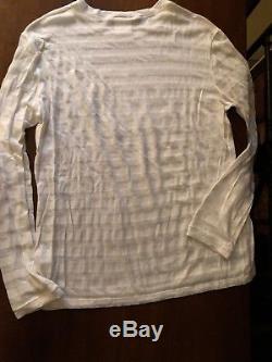 Chanel CC Logo White Long sleeve Top Blouse T-shirt Cotton / Linen Sz 42