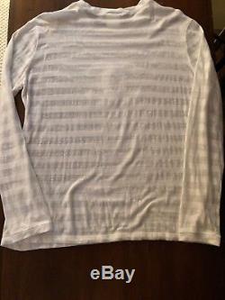 Chanel CC Logo White Long sleeve Top Blouse T-shirt Cotton / Linen Sz 42