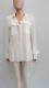 Chanel Ivory Silk High Low Button Front Collared Long Sleeve Blouse/top Size 42