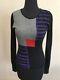 Chanel Multi Color Knit Sweater Purple Red Black Long Sleeve Top Size 36