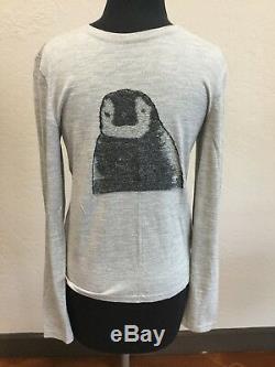 Chanel Penguin Grey Long Sleeve Wool Top Pullover Sweater Size 42