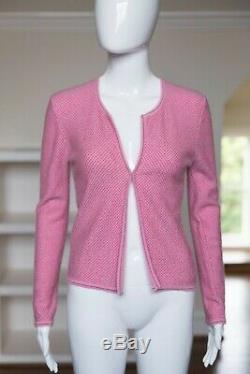 Chanel Pink Cardigan Top Sweater Long sleeve Cashmere Size FR36 XS