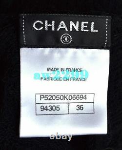 Chanel Pre-fall 2015 Black Long Sleeve Wool Blouse Top 36 CC Logo New Rare