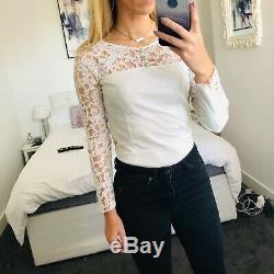 Chanel White Lace Long Sleeved Top Small 8 10 Cotton