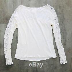 Chanel White Lace Long Sleeved Top Small 8 10 Cotton