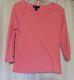 Charter Club Pink Knit Top Long Sleeve V Neck Soft Knit Size S Small