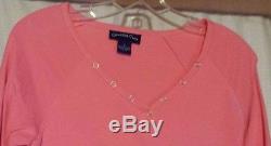 Charter Club Pink Knit Top Long Sleeve V Neck Soft Knit Size S Small