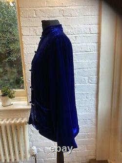 Chinese Style Jacket In Blue Crushed Velvet By Yali Milano RRP £850