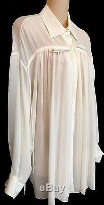 Chloe Top Milk White Buttons Up Long Sleeve Full Cut 34 Xs