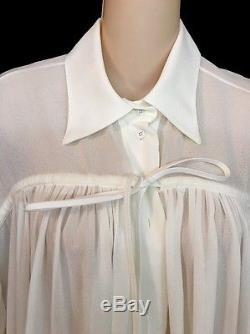 Chloe Top Milk White Buttons Up Long Sleeve Full Cut 34 Xs