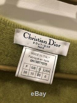 Christian Dior Boutique Paris Green Knit Long Sleeve Top Jumper Made In Italy