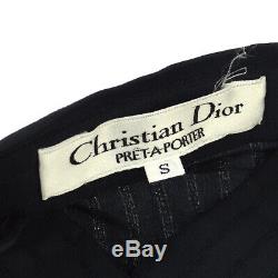 Christian Dior Front Ppening Long Sleeve Shirt Tops Black Silk #S Auth AK40268