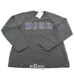 Christian Dior Logos Long Sleeves Tops Gray 100% Cotton Vintage Authentic #X68 M
