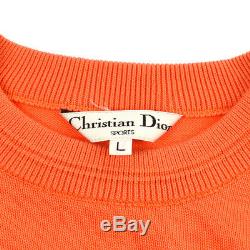 Christian Dior Sports 3U2L350 #L Long Sleeve Knit Tops Orange Authentic AK40128