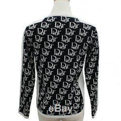 Christian Dior Trotter Long Sleeve Tops Black White Cotton Italy Auth #X202 M